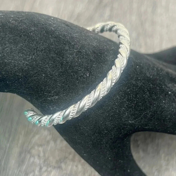 VINTAGE 50's HEAVY HORSE WHISPERER NAVAJO STERLING TWIST CABLE BANGLE BRACELET - Picture 1 of 10